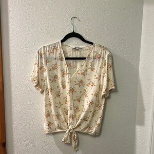 Madewell Cream floral Tie Front Blouse